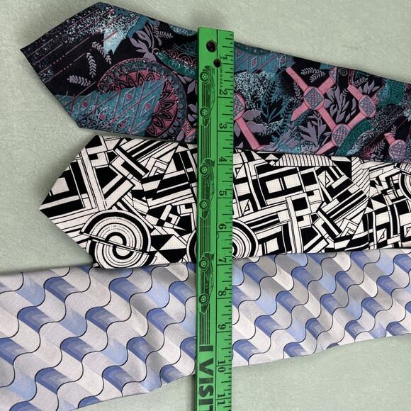 Men’s Tie Lot Abstract Geometric Shapes Lago Deco Mode Martin Wong Collection - Picture 7 of 8
